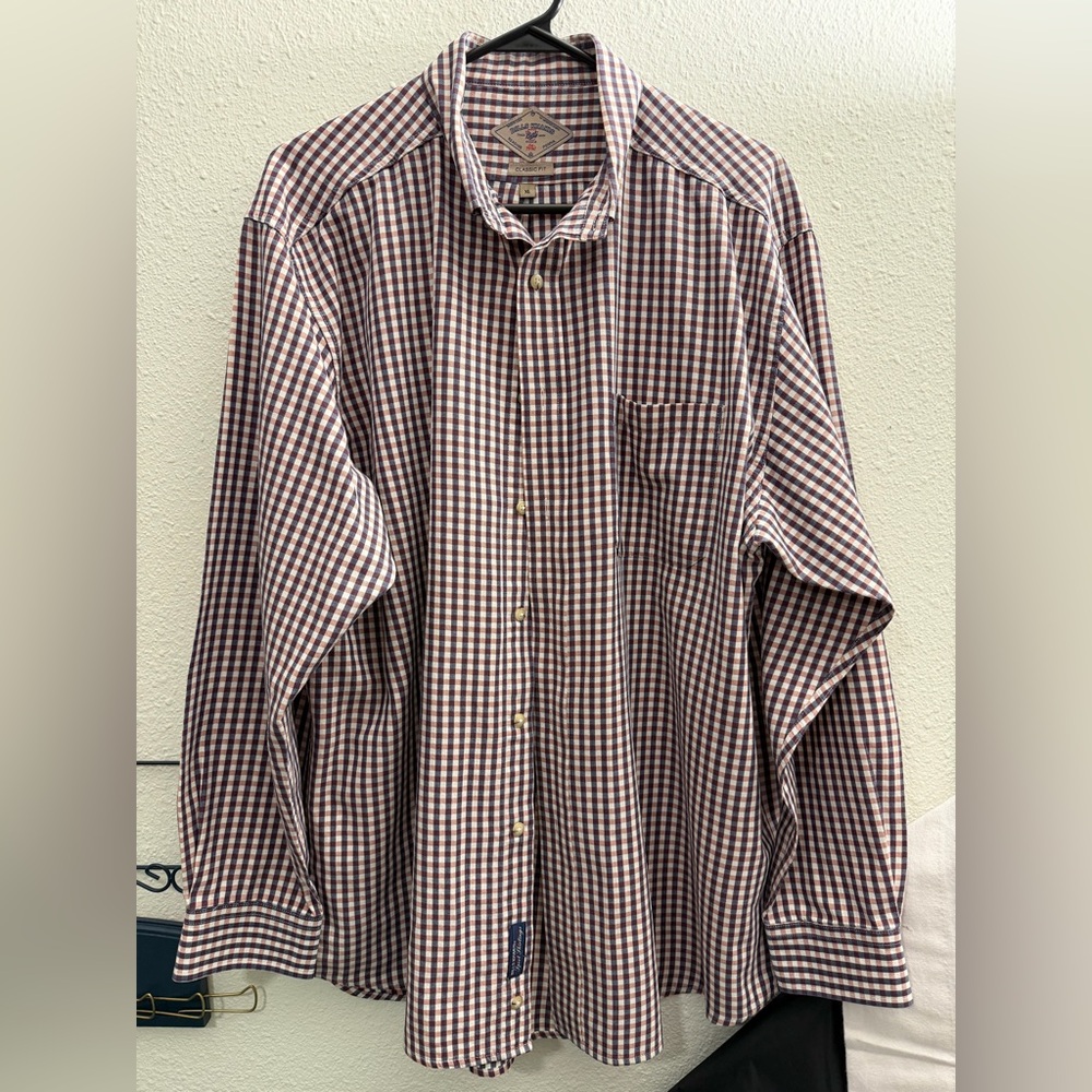 Bills Khakis Classic Blue Orange Checkered Button-Down Shirt Old Money Preppy